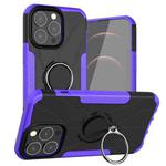 For iPhone 13 Armor Bear Shockproof PC + TPU Protective Case with Ring Holder(Purple)