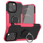 For iPhone 13 Armor Bear Shockproof PC + TPU Protective Case with Ring Holder(Rose Red)