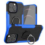 For iPhone 13 Pro Max Armor Bear Shockproof PC + TPU Protective Case with Ring Holder (Blue)