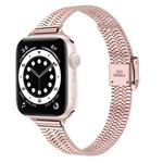 14mm Seven-beads Double Safety Buckle Slim Steel Watch Band For Apple Watch Series 9&8&7 41mm / SE 3&SE 2&6&SE&5&4 40mm / 3&2&1 38mm(Pink Gold)