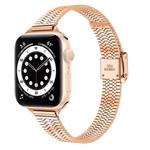 14mm Seven-beads Double Safety Buckle Slim Steel Watch Band For Apple Watch Series 9&8&7 41mm / SE 3&SE 2&6&SE&5&4 40mm / 3&2&1 38mm(Rose Gold)