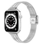 14mm Seven-beads Double Safety Buckle Slim Steel Watch Band For Apple Watch Series 9&8&7 41mm / SE 3&SE 2&6&SE&5&4 40mm / 3&2&1 38mm(Silver)