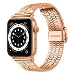 Seven-beads Double Safety Buckle Steel Watch Band For Apple Watch Series 8&7 41mm / SE 2&6&SE&5&4 40mm / 3&2&1 38mm(Rose Gold)