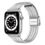 Seven-beads Double Safety Buckle Steel Watch Band For Apple Watch Ultra 49mm / Series 8&7 45mm / SE 2&6&SE&5&4 44mm / 3&2&1 42mm(Silver)