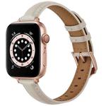 Business Style Leather Watch Band For Apple Watch Series 8&7 41mm / SE 2&6&SE&5&4 40mm / 3&2&1 38mm(Creamy-white)