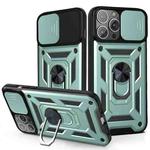 For iPhone 13 Pro Max Sliding Camera Cover Design TPU+PC Protective Case (Dark Green)