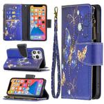 For iPhone 13 Pro Max Colored Drawing Pattern Zipper Horizontal Flip Leather Case with Holder & Card Slots & Wallet (Purple Butterfly)