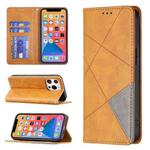 For iPhone 13 Pro Max Rhombus Texture Horizontal Flip Magnetic Leather Case with Holder & Card Slots (Yellow)