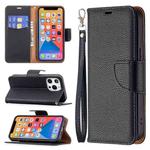 For iPhone 13 mini Litchi Texture Pure Color Horizontal Flip Leather Case with Holder & Card Slots & Wallet & Lanyard (Black)