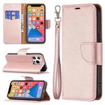 For iPhone 13 Pro Max Litchi Texture Pure Color Horizontal Flip Leather Case with Holder & Card Slots & Wallet & Lanyard (Rose Gold)