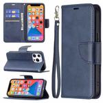 For iPhone 13 mini  Retro Lambskin Texture Pure Color Horizontal Flip PU Leather Case, with Holder & Card Slots & Wallet & Lanyard(Blue)