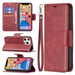 For iPhone 13 Retro Lambskin Texture Pure Color Horizontal Flip PU Leather Case, with Holder & Card Slots & Wallet & Lanyard(Red)