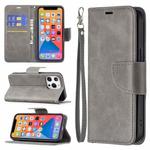 For iPhone 13 Pro Retro Lambskin Texture Pure Color Horizontal Flip PU Leather Case, with Holder & Card Slots & Wallet & Lanyard(Grey)