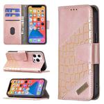 For iPhone 13 Matching Color Crocodile Texture Horizontal Flip PU Leather Case with Wallet & Holder & Card Slots(Rose Gold)