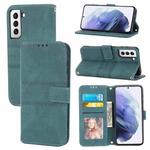 For Samsung Galaxy S21+ 5G Embossed Striped Magnetic Buckle PU + TPU Horizontal Flip Leather Case with Holder & Card Slot & Wallet & Photo Frame & Sling(Green)