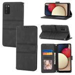 For Samsung Galaxy A03s 164mm Embossed Striped Magnetic Buckle PU + TPU Horizontal Flip Leather Case with Holder & Card Slot & Wallet & Photo Frame & Sling(Black)