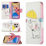 For iPhone 13 mini Colored Drawing Pattern Horizontal Flip Leather Case with Holder & Card Slots & Wallet (Elephant)