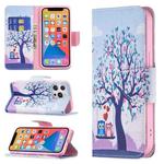 For iPhone 13 Colored Drawing Pattern Horizontal Flip Leather Case with Holder & Card Slots & Wallet(Two Owls)