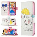 For iPhone 13 Colored Drawing Pattern Horizontal Flip Leather Case with Holder & Card Slots & Wallet(Elephant)