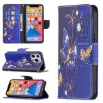 For iPhone 13 Colored Drawing Pattern Horizontal Flip Leather Case with Holder & Card Slots & Wallet(Purple Butterfly)