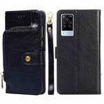 For vivo X60 Pro Zipper Bag PU + TPU Horizontal Flip Leather Case with Holder & Card Slot & Wallet & Lanyard(Black)