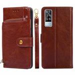 For vivo Y51 2020 4G  Zipper Bag PU + TPU Horizontal Flip Leather Case with Holder & Card Slot & Wallet & Lanyard(Brown)