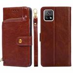 For vivo Y52s 5G Zipper Bag PU + TPU Horizontal Flip Leather Case with Holder & Card Slot & Wallet & Lanyard(Brown)