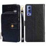 For vivo Y72 5G / iQOO Z3 Zipper Bag PU + TPU Horizontal Flip Leather Case with Holder & Card Slot & Wallet & Lanyard(Black)
