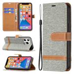 For iPhone 13 mini Color Matching Denim Texture Horizontal Flip Leather Case with Holder & Card Slots & Wallet & Lanyard (Grey)