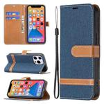 For iPhone 13 Pro Color Matching Denim Texture Horizontal Flip Leather Case with Holder & Card Slots & Wallet & Lanyard (Dark Blue)