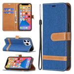 For iPhone 13 Pro Max Color Matching Denim Texture Horizontal Flip Leather Case with Holder & Card Slots & Wallet & Lanyard (Royal Blue)