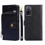 For OPPO A55 5G Zipper Bag PU + TPU Horizontal Flip Leather Case with Holder & Card Slot & Wallet & Lanyard(Black)