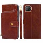 For OPPO F17 / A73 Zipper Bag PU + TPU Horizontal Flip Leather Case with Holder & Card Slot & Wallet & Lanyard(Brown)