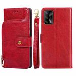 For OPPO F19 / A74 Zipper Bag PU + TPU Horizontal Flip Leather Case with Holder & Card Slot & Wallet & Lanyard(Red)