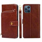 For OPPO Find X3 / X3 Pro Zipper Bag PU + TPU Horizontal Flip Leather Case with Holder & Card Slot & Wallet & Lanyard(Brown)