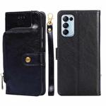 For OPPO Reno5 4G Zipper Bag PU + TPU Horizontal Flip Leather Case with Holder & Card Slot & Wallet & Lanyard(Black)