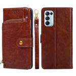 For OPPO Reno5 4G Zipper Bag PU + TPU Horizontal Flip Leather Case with Holder & Card Slot & Wallet & Lanyard(Brown)