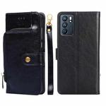 For OPPO Reno6 Zipper Bag PU + TPU Horizontal Flip Leather Case with Holder & Card Slot & Wallet & Lanyard(Black)