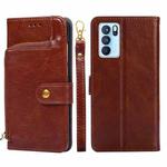 For OPPO Reno6 Pro 5G Zipper Bag PU + TPU Horizontal Flip Leather Case with Holder & Card Slot & Wallet & Lanyard(Brown)