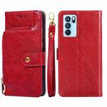 For OPPO Reno6 Pro 5G Zipper Bag PU + TPU Horizontal Flip Leather Case with Holder & Card Slot & Wallet & Lanyard(Red)