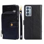 For OPPO Reno6 Pro+ 5G Zipper Bag PU + TPU Horizontal Flip Leather Case with Holder & Card Slot & Wallet & Lanyard(Black)