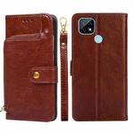 For Realme C21 Zipper Bag PU + TPU Horizontal Flip Leather Case with Holder & Card Slot & Wallet & Lanyard(Brown)