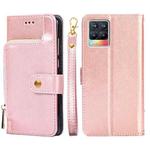 For Realme 8 / 8 Pro Zipper Bag PU + TPU Horizontal Flip Leather Case with Holder & Card Slot & Wallet & Lanyard(Rose Gold)