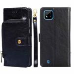 For Realme C20 Zipper Bag PU + TPU Horizontal Flip Leather Case with Holder & Card Slot & Wallet & Lanyard(Black)