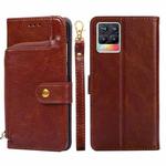 For Realme GT 5G Zipper Bag PU + TPU Horizontal Flip Leather Case with Holder & Card Slot & Wallet & Lanyard(Brown)