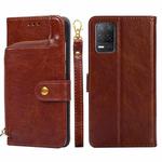 For Realme V13 5G Zipper Bag PU + TPU Horizontal Flip Leather Case with Holder & Card Slot & Wallet & Lanyard(Brown)