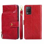 For Realme V13 5G Zipper Bag PU + TPU Horizontal Flip Leather Case with Holder & Card Slot & Wallet & Lanyard(Red)
