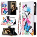 For vivo V21e 5G Colored Drawing Pattern Zipper Horizontal Flip Leather Case with Holder & Card Slots & Wallet(Two Butterflies)