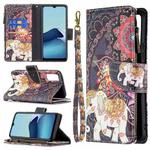 For vivo Y20 Colored Drawing Pattern Zipper Horizontal Flip Leather Case with Holder & Card Slots & Wallet(Flower Elephants)