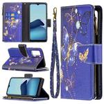 For vivo Y20 Colored Drawing Pattern Zipper Horizontal Flip Leather Case with Holder & Card Slots & Wallet(Purple Butterfly)